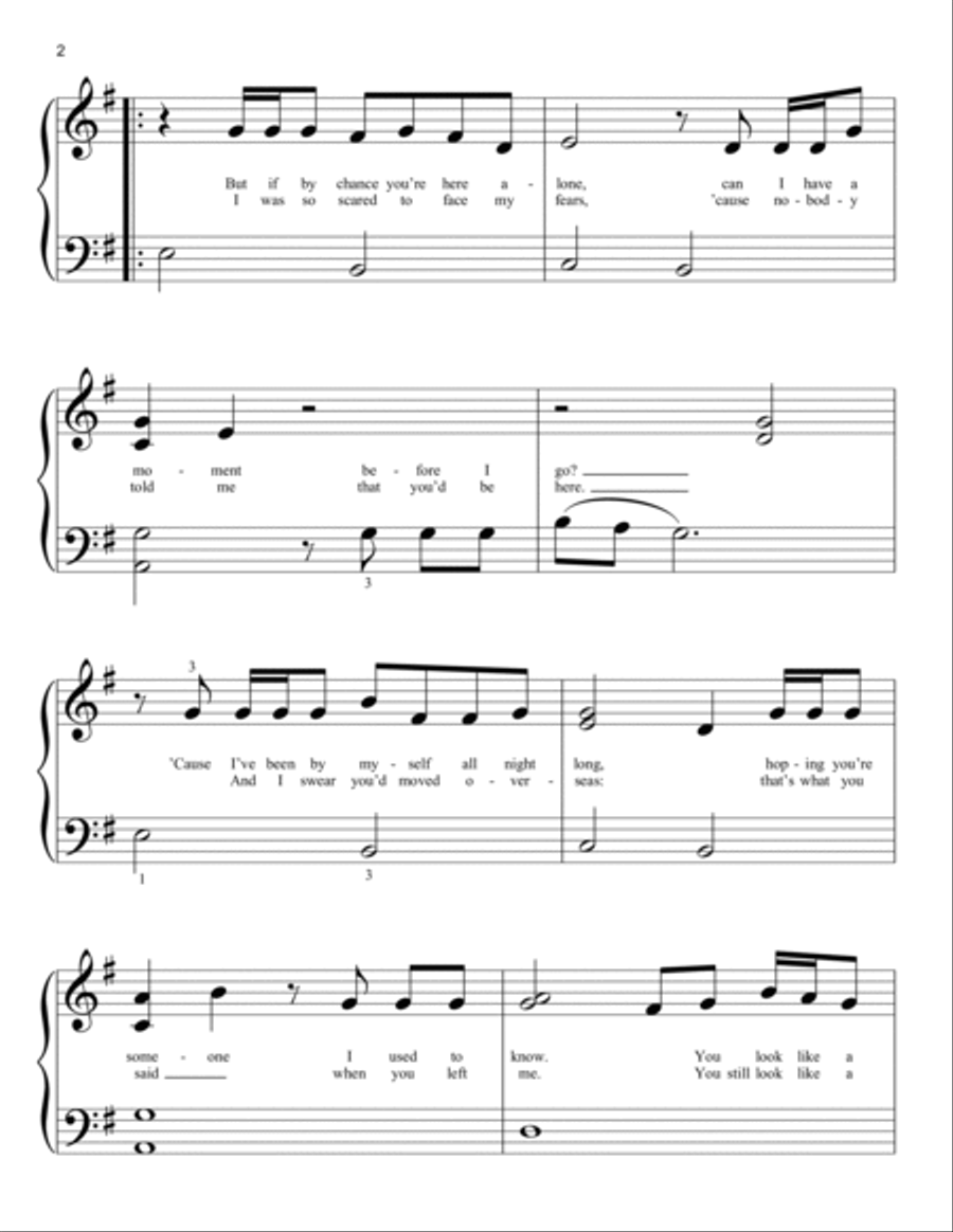 When We Were Young Easy Piano scores gallery preview page 2