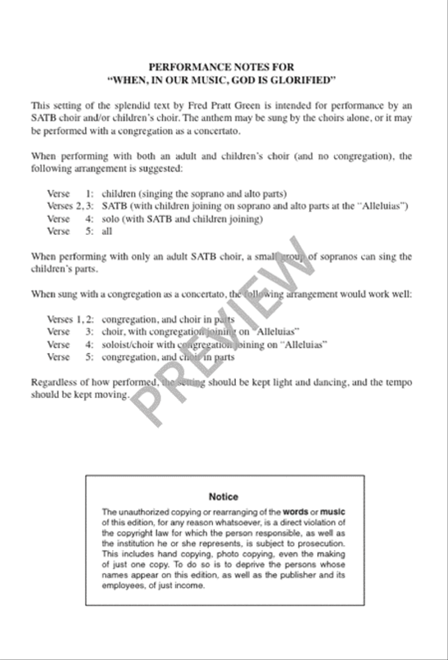 When, in Our Music, God Is Glorified 4-Part scores gallery preview page 3