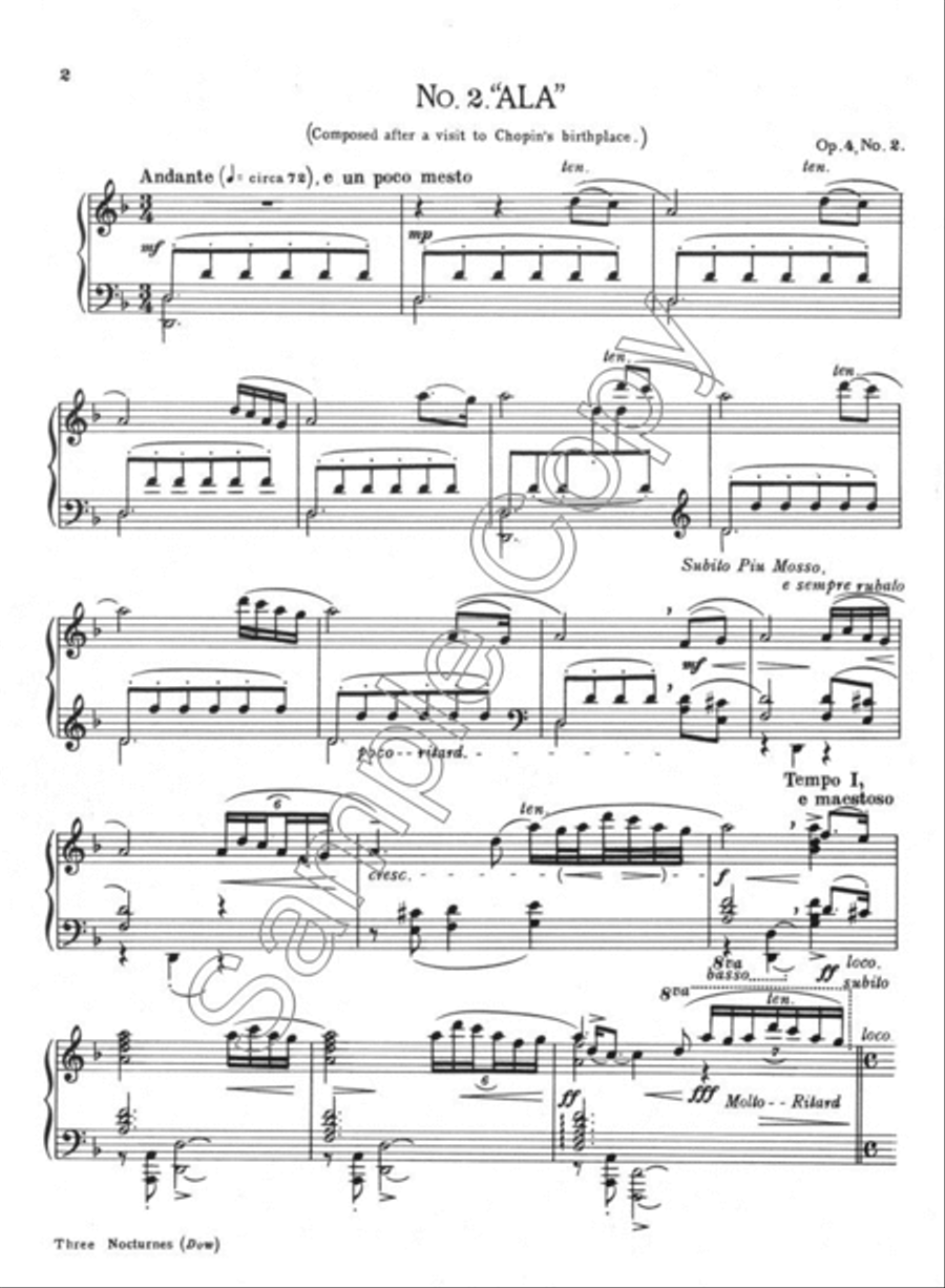 Three Nocturnes Three Nocturnes Piano Solo scores gallery preview page 3