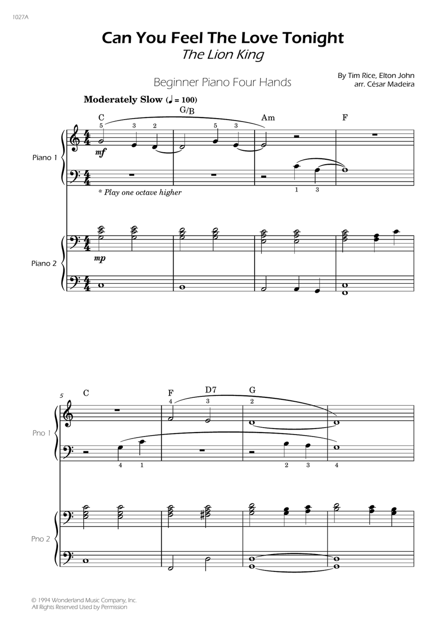 Can You Feel The Love Tonight Easy Piano scores gallery preview page 3