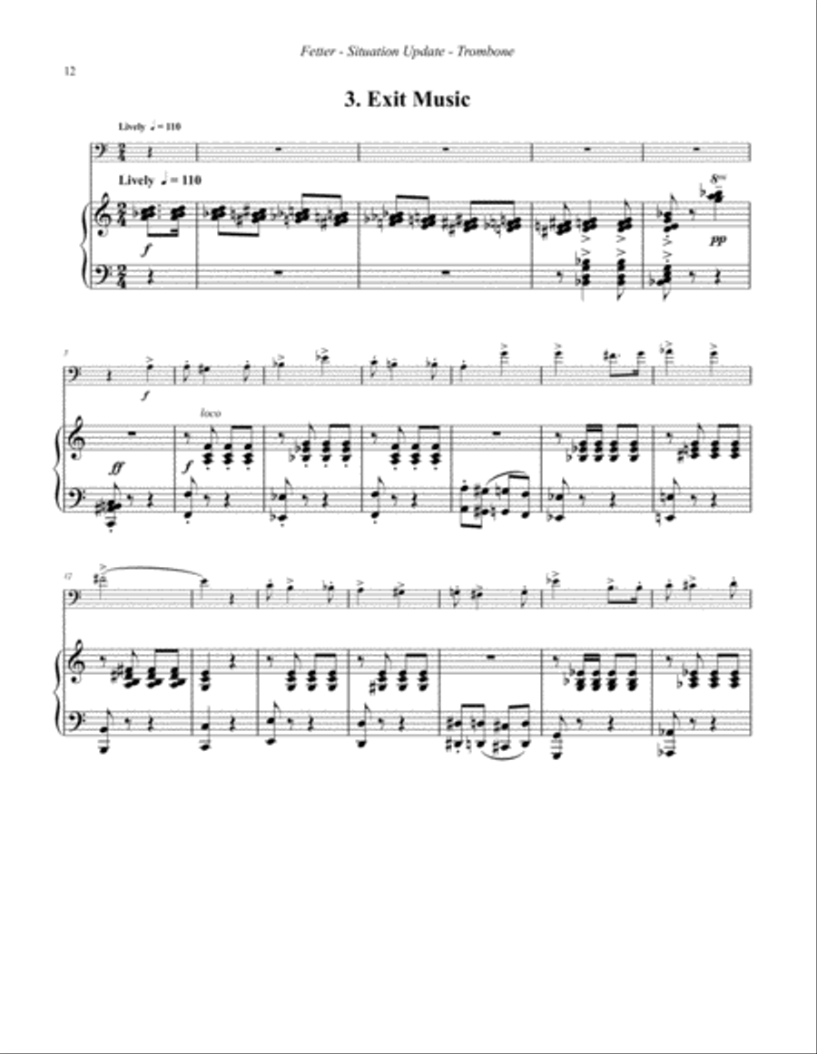 Situation Update, Suite for Trombone and Piano Piano Accompaniment scores gallery preview page 9