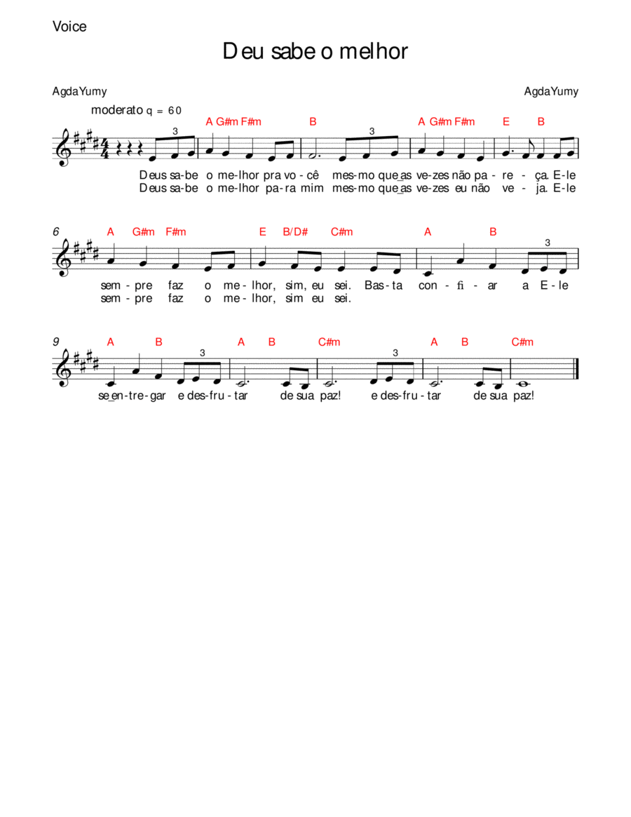 Deus sabe o melhor Easy Piano scores gallery preview page 1