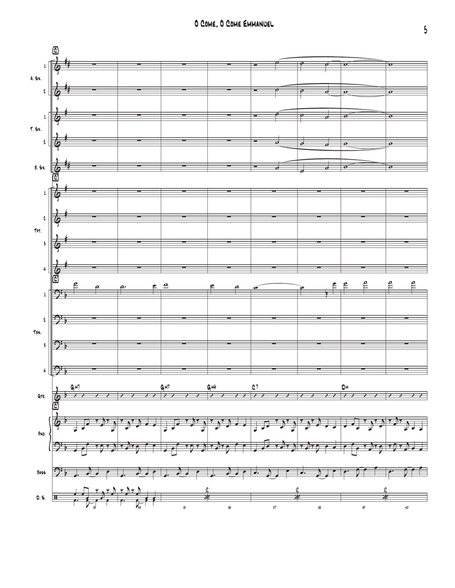 O Come, O Come Emmanuel Jazz Ensemble scores gallery preview page 5