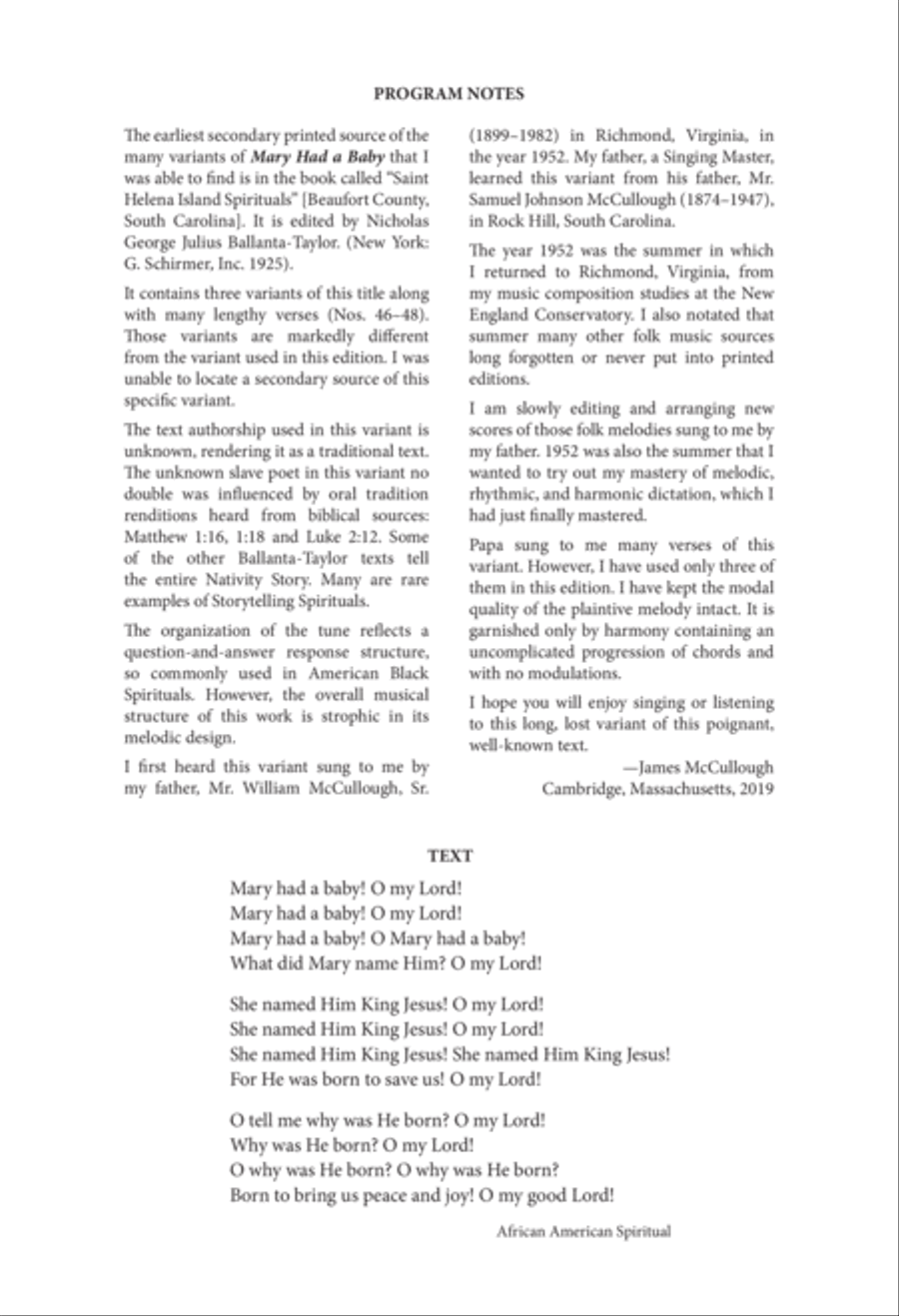 Mary Had a Baby 4-Part scores gallery preview page 1