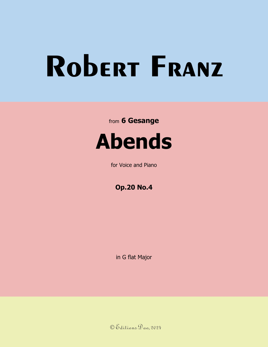 Abends, by Robert Franz, in G flat Major Voice scores gallery preview page 1