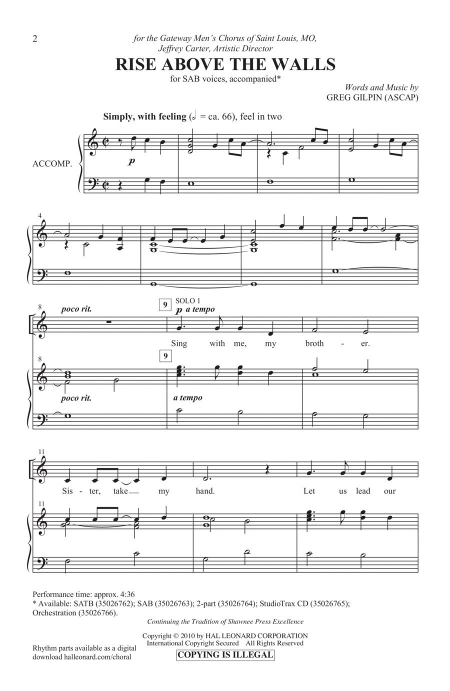 Rise Above The Walls Rise Above The Walls 3-Part scores gallery preview page 1