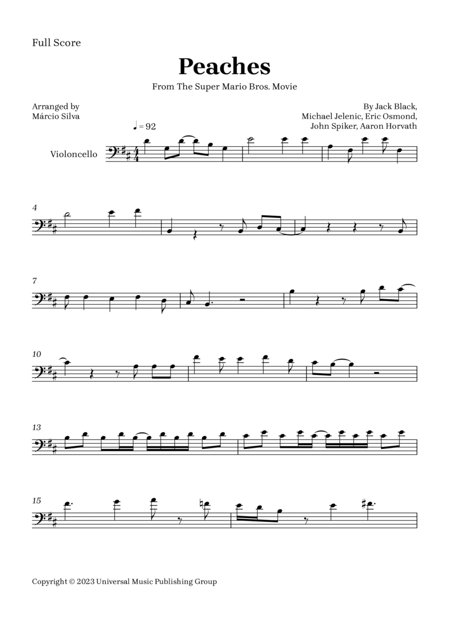 Peaches Peaches Cello Solo scores gallery preview page 1