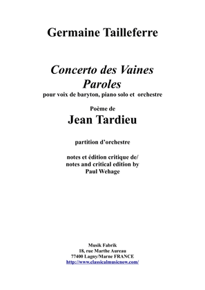Germaine Tailleferre: Concerto des Vaines Paroles - full score - Score Only