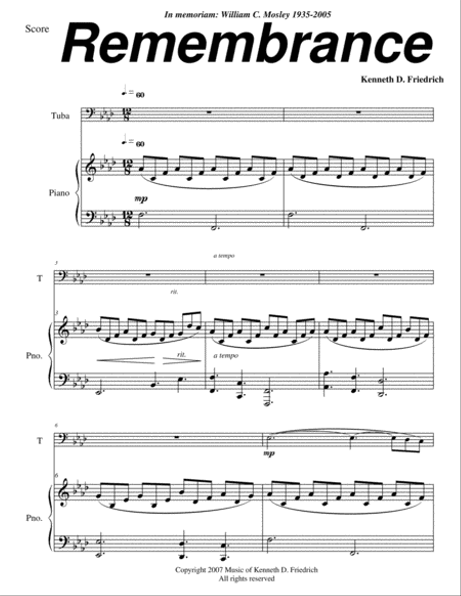 Remembrance Remembrance Piano scores gallery preview page 1