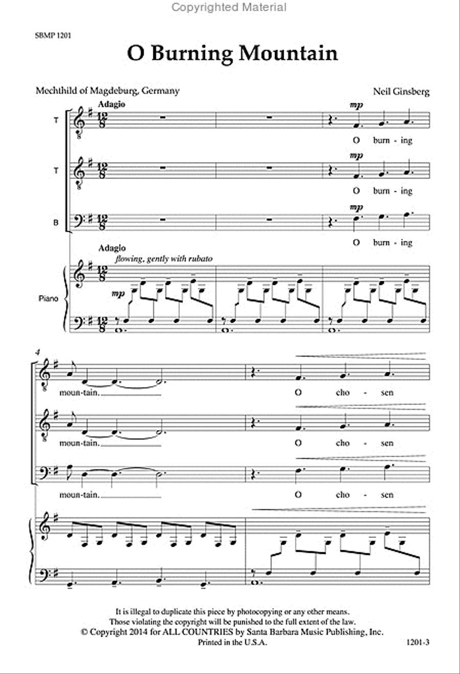 O Burning Mountain - TTB/TBB Octavo TTB scores gallery preview page 2