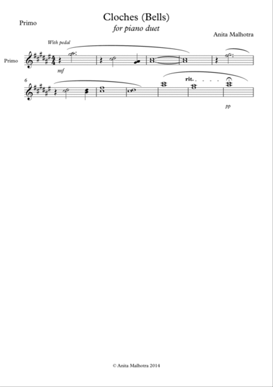 Cloches (Bells) - Piano Duet Easy Piano scores gallery preview page 2