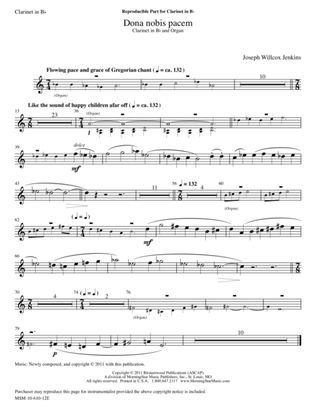 Dona nobis pacem from Six Pieces for Organ, Volume 2 (Downloadable Clarinet in B-flat Part)