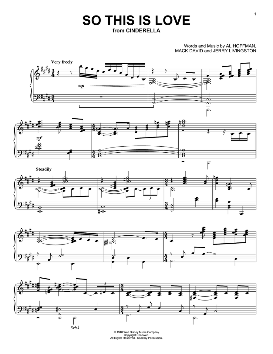 So This Is Love (from Cinderella) Piano Solo scores gallery preview page 1