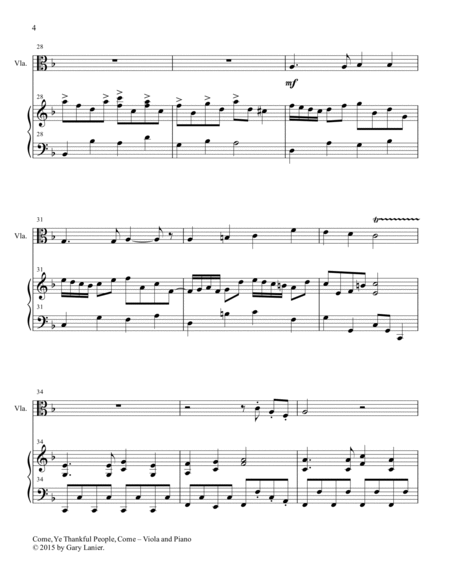 HOLIDAY HYMNS, THANKSGIVING & CHRISTMAS for Viola and Piano (Score & Parts included) image number null