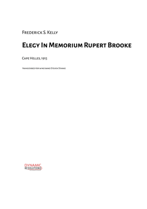Book cover for Elegy In Memorium Rupert Brooke - Wind Band/Full Score - Score Only