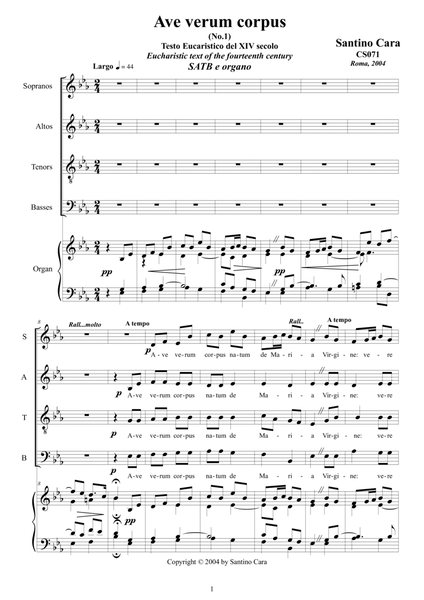 Ave verum corpus no 1 - Choir SATB and organ image number null