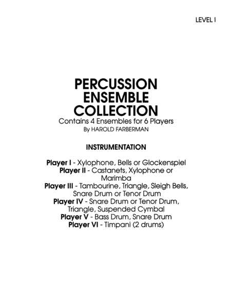 Percussion Ensemble Collection, Level I: Score