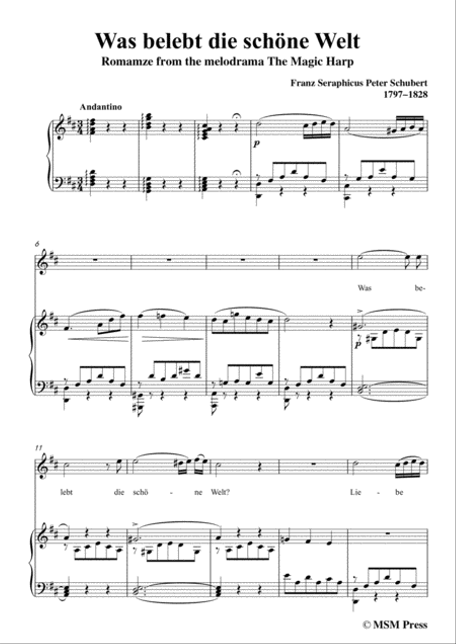 Schubert-Was belebt die schöne Welt,in D Major,for Voice&Piano Voice scores gallery preview page 3