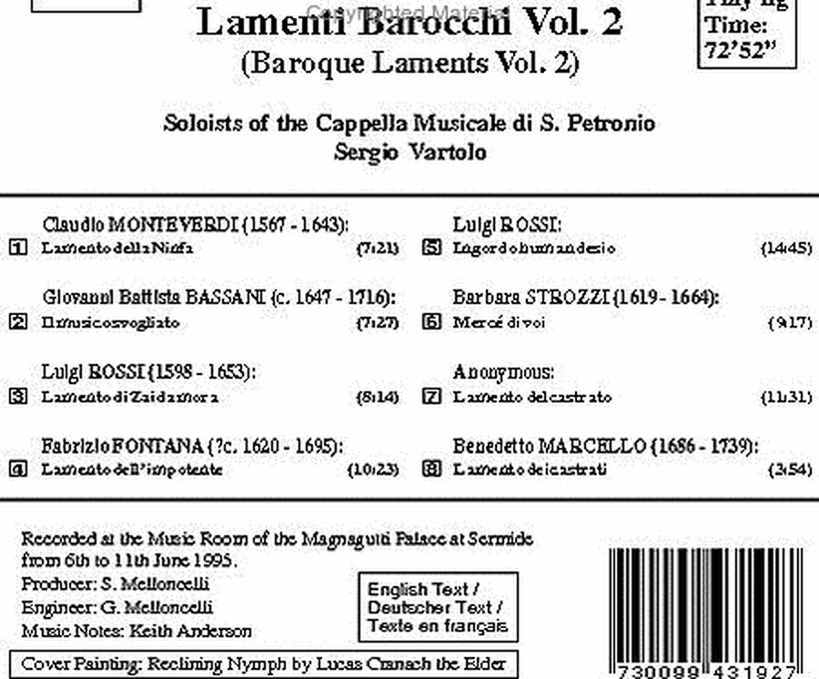 Lamenti Barocchi Vol. 2 image number null