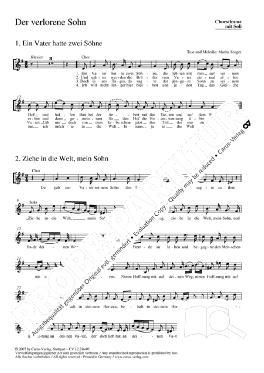 Der verlorene Sohn Unison Choir scores gallery preview page 2