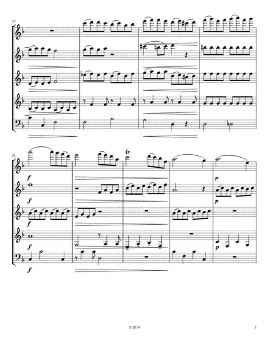 Chopin Cavatine Op. 10 No. 3 Woodwind Quintet scores gallery preview page 3