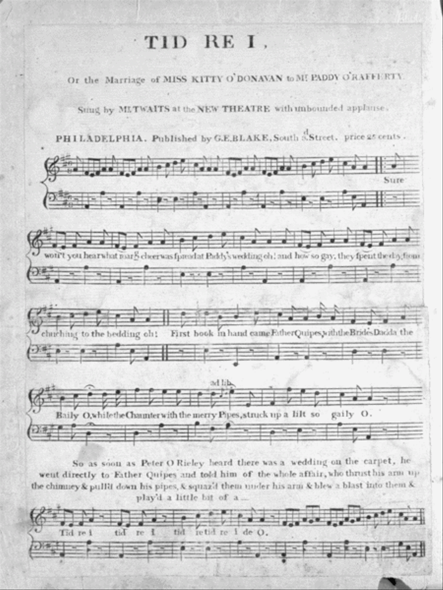 Tid Re I, or, The Marriage of Miss Kitty O'Donavan to Mr. Paddy O'Rafferty Voice scores gallery preview page 1