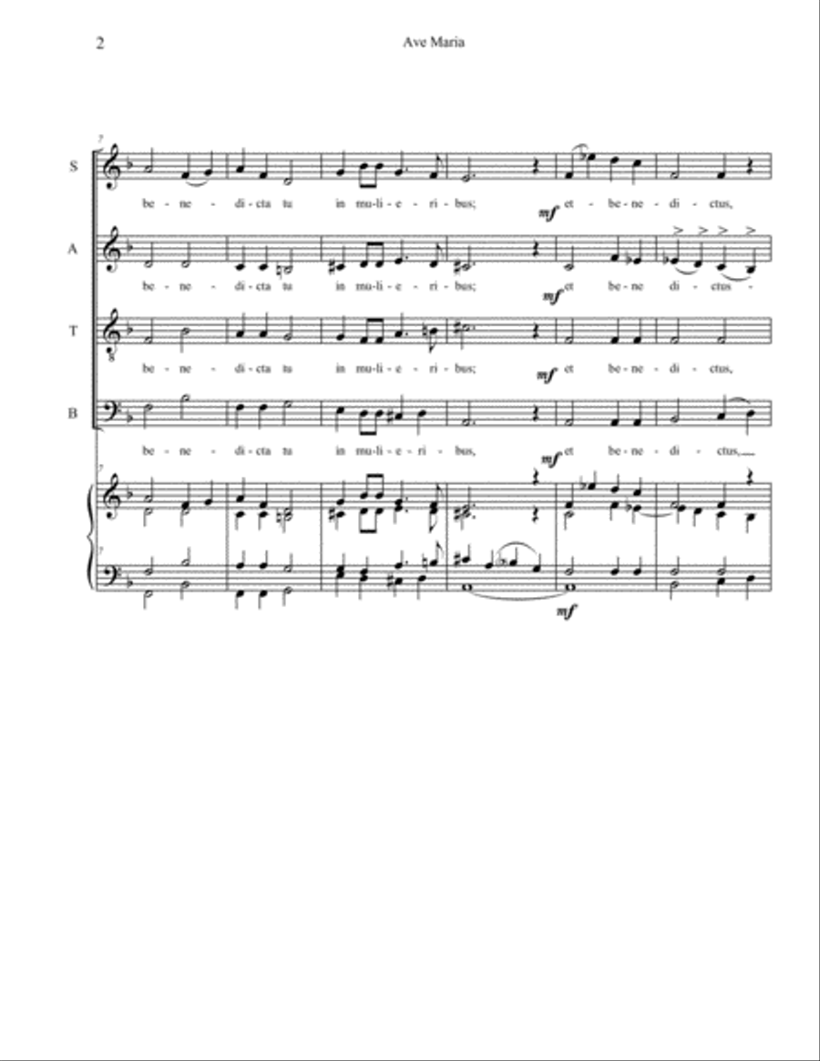 Ave Maria - by Cesar Franck , Arr. Gregory Hamilton 4-Part scores gallery preview page 2