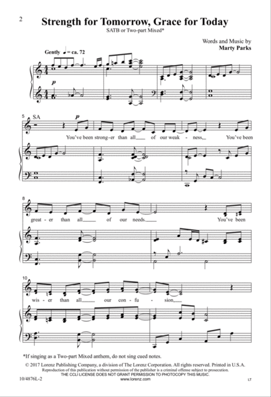 Strength for Tomorrow, Grace for Today 4-Part scores gallery preview page 2