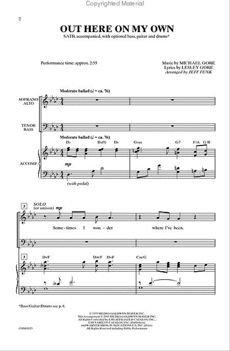 Out Here on My Own 4-Part scores gallery preview page 2