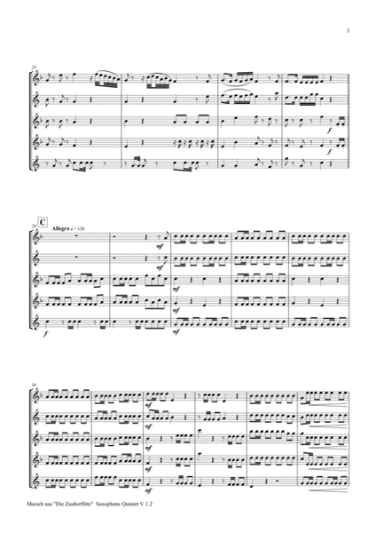 The Magic Flute, Mozart Die Zauberflöte - March (Saxophone Quartet) image number null
