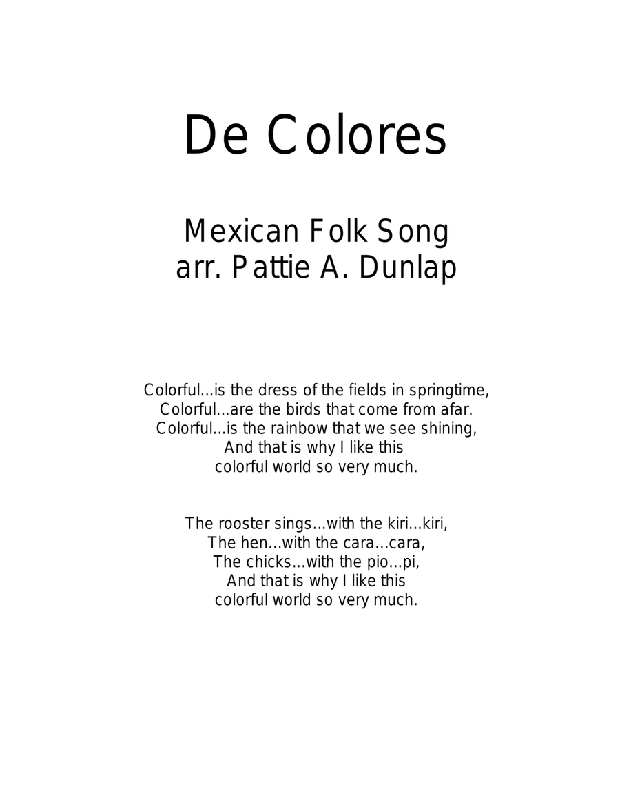 De Colores Piano, Vocal scores gallery preview page 1