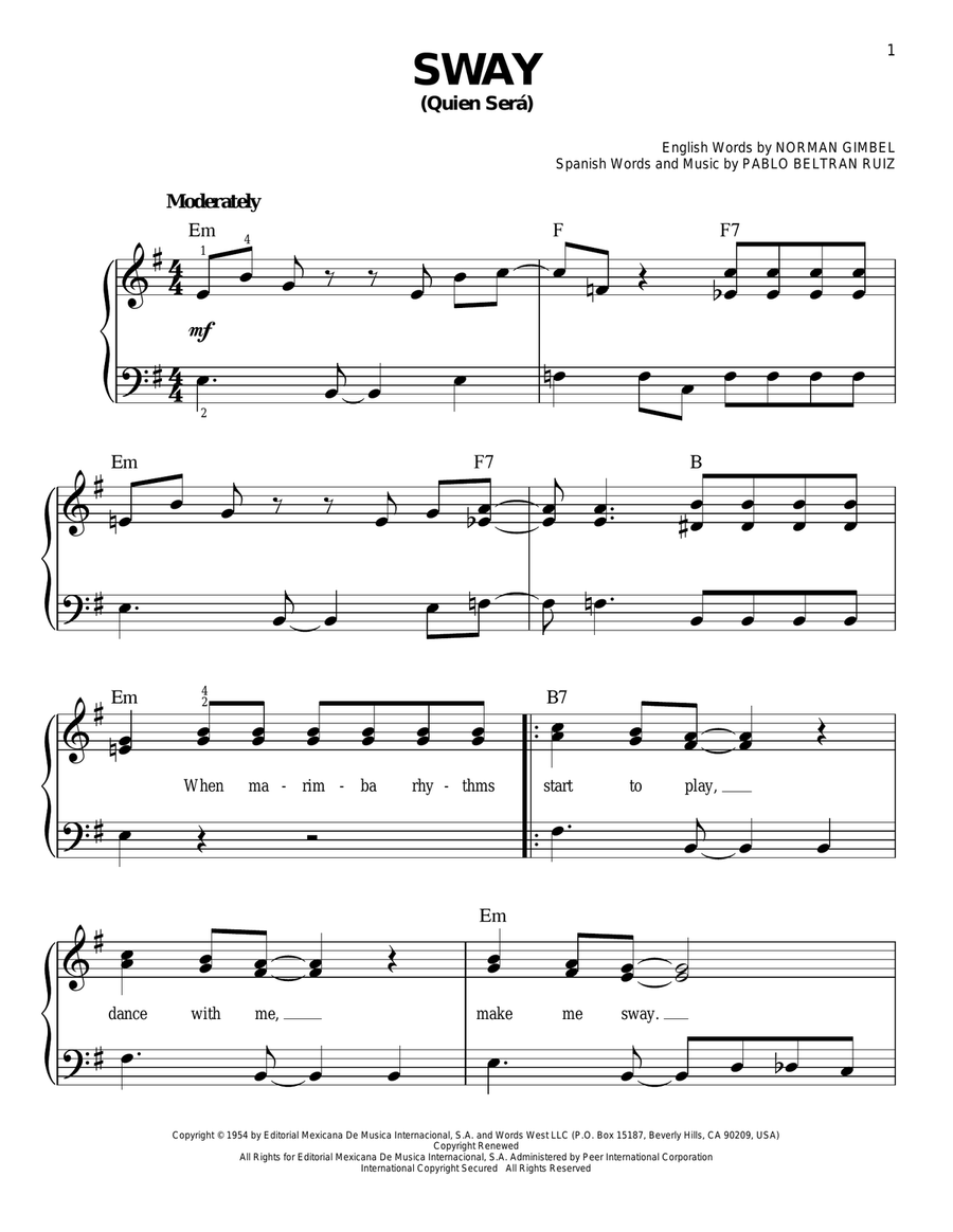 Sway (Quien Sera) Voice scores gallery preview page 1