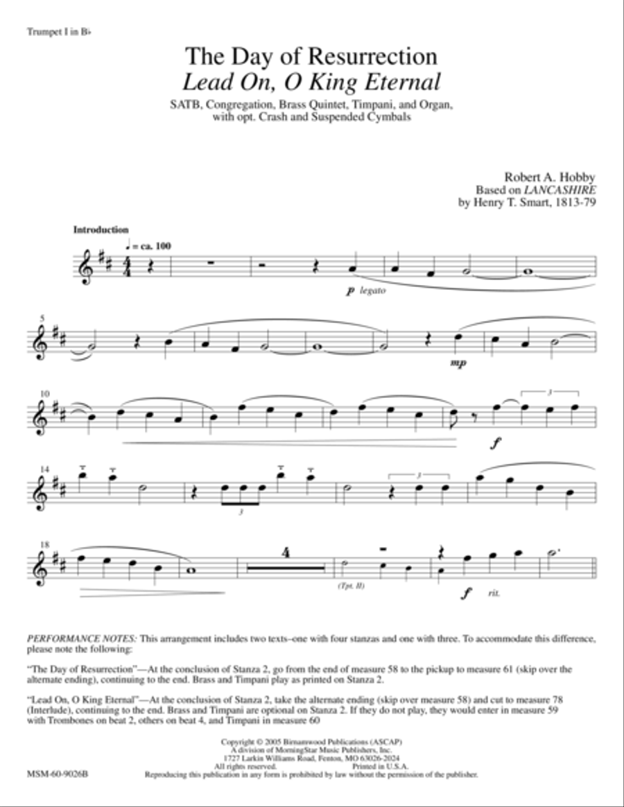 The Day of Resurrection Lead On, O King Eternal Choir scores gallery preview page 1