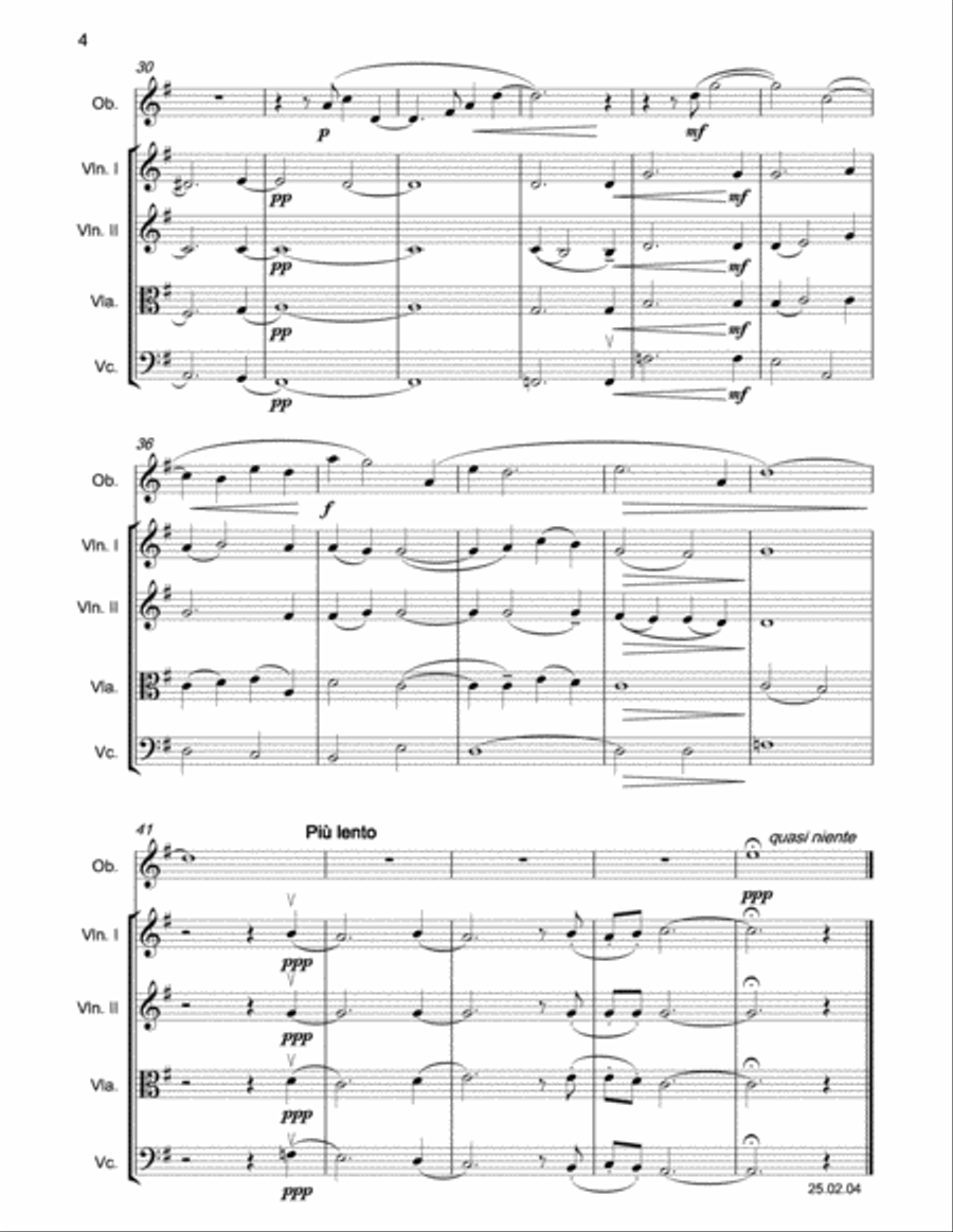 STANFORD The Blue Bird for oboe and string quartet Chamber Orchestra scores gallery preview page 4