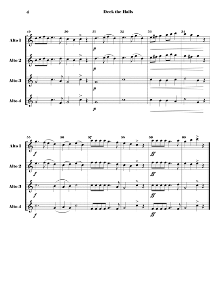 Deck the Halls: Beginner-Friendly AAAA Saxophone Quartet image number null