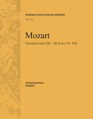 Book cover for Piano Concerto [No. 18] in Bb major K. 456