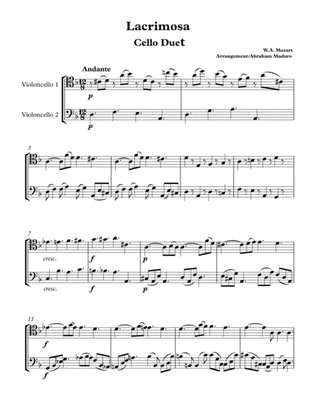 Lacrimosa from Mozart´s Requiem Cello Duet