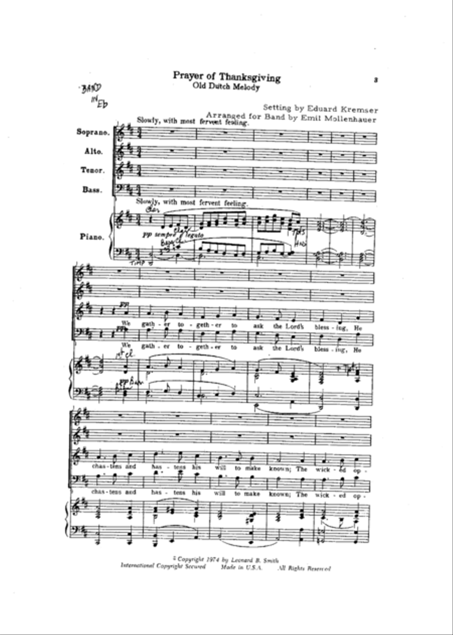 Prayer of Thanksgiving Concert Band scores gallery preview page 3