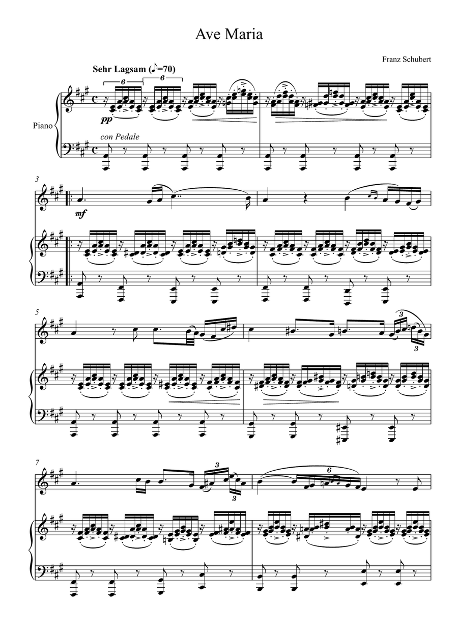 Franz Schubert Ave Maria Violin Solo A Key by Franz Schubert