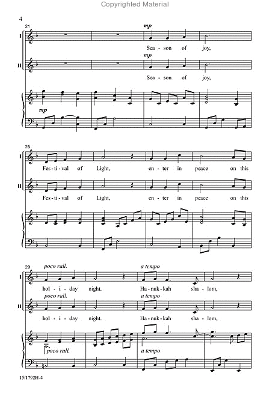 Hanukkah Shalom 2-Part scores gallery preview page 4