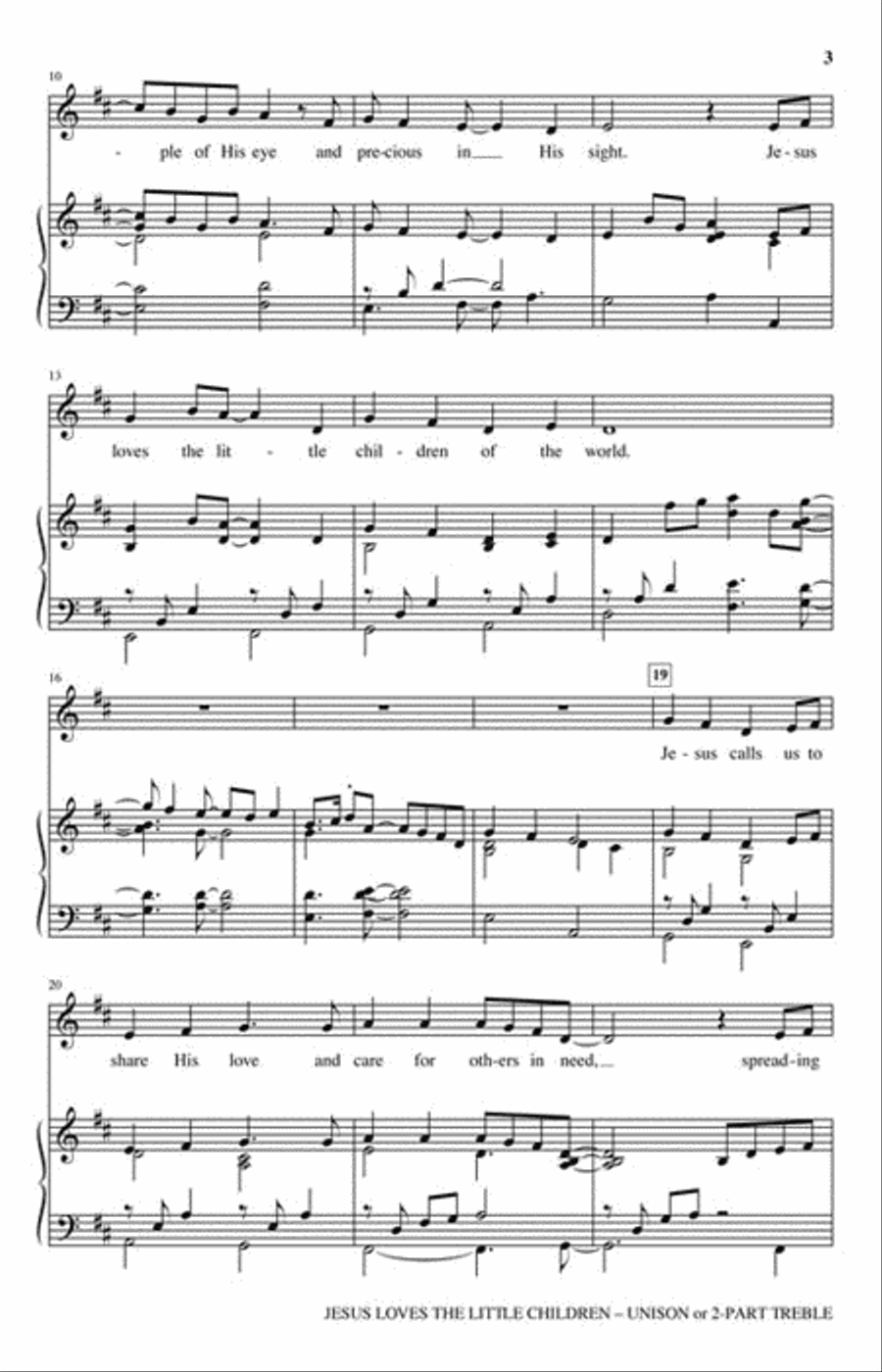 Jesus Loves the Little Children Unison Choir scores gallery preview page 3