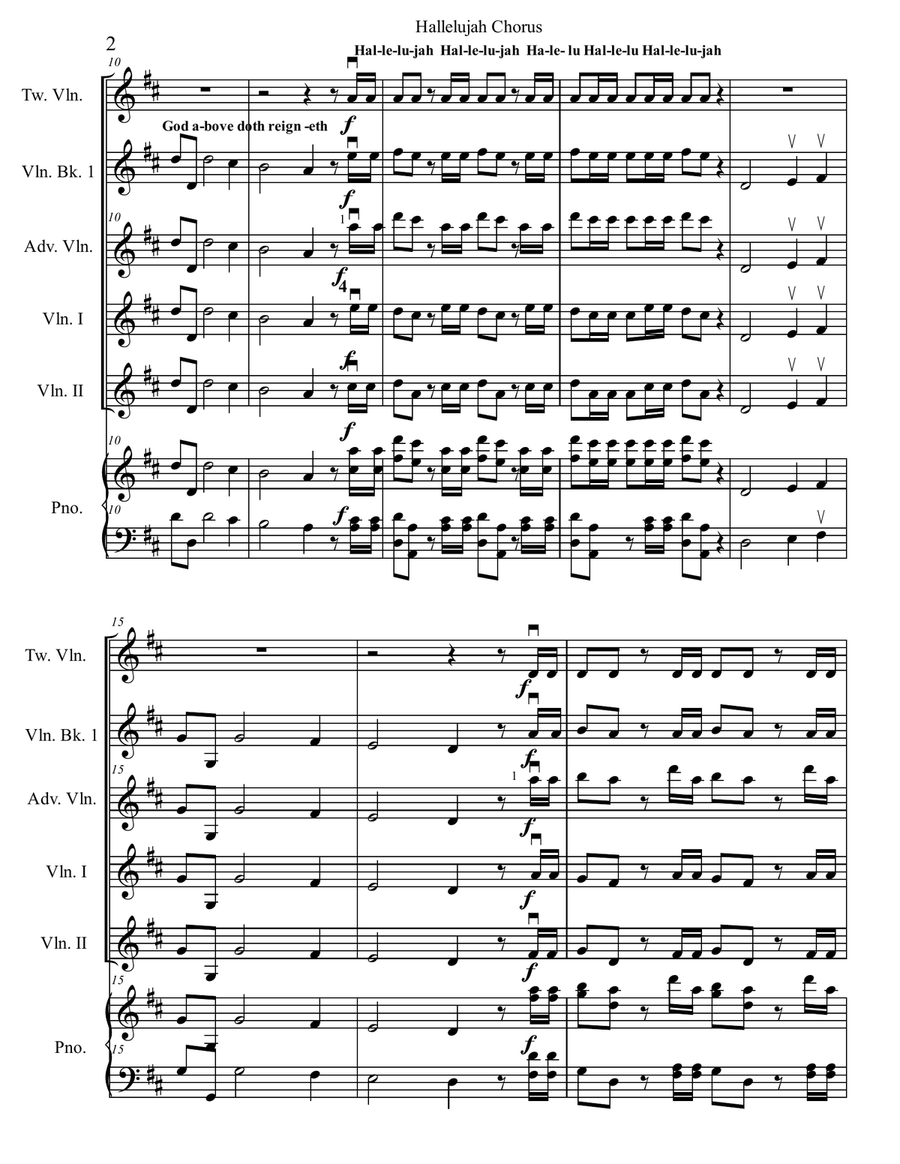 Hallelujah Chorus for Mixed-Level Violin Ensemble 4-Part scores gallery preview page 5