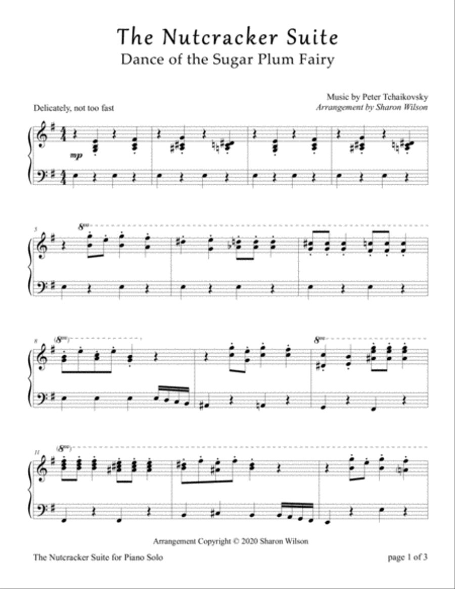 DANCE OF THE SUGAR PLUM FAIRY from Tchaikovsky's Nutcracker Suite Piano Solo scores gallery preview page 2
