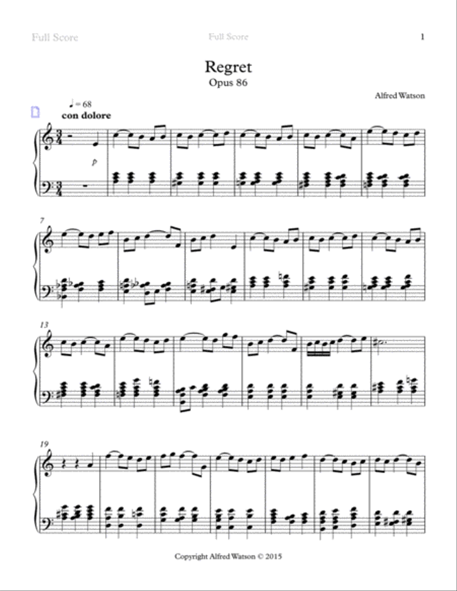 Regret Opus 86 Regret Opus 86 Easy Piano scores gallery preview page 3