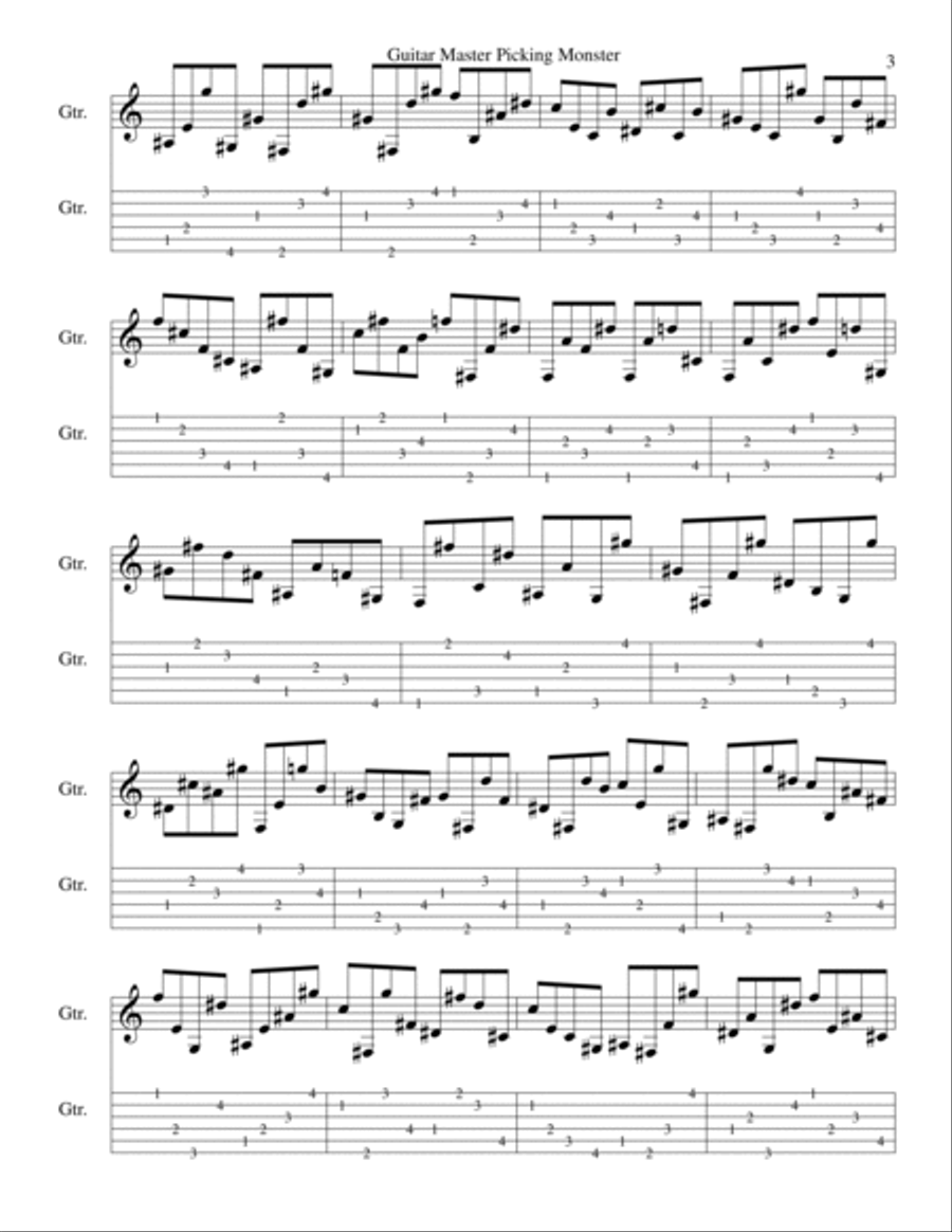 Guitar Picking Monster 3 (Etudes and Exercises 01) Classical Guitar scores gallery preview page 3