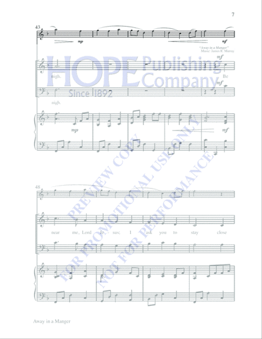 Away in a Manger 4-Part scores gallery preview page 7