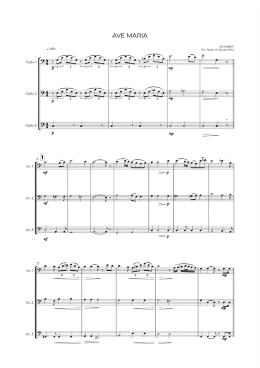AVE MARIA - SCHUBERT - CELLO TRIO String Trio scores gallery preview page 2
