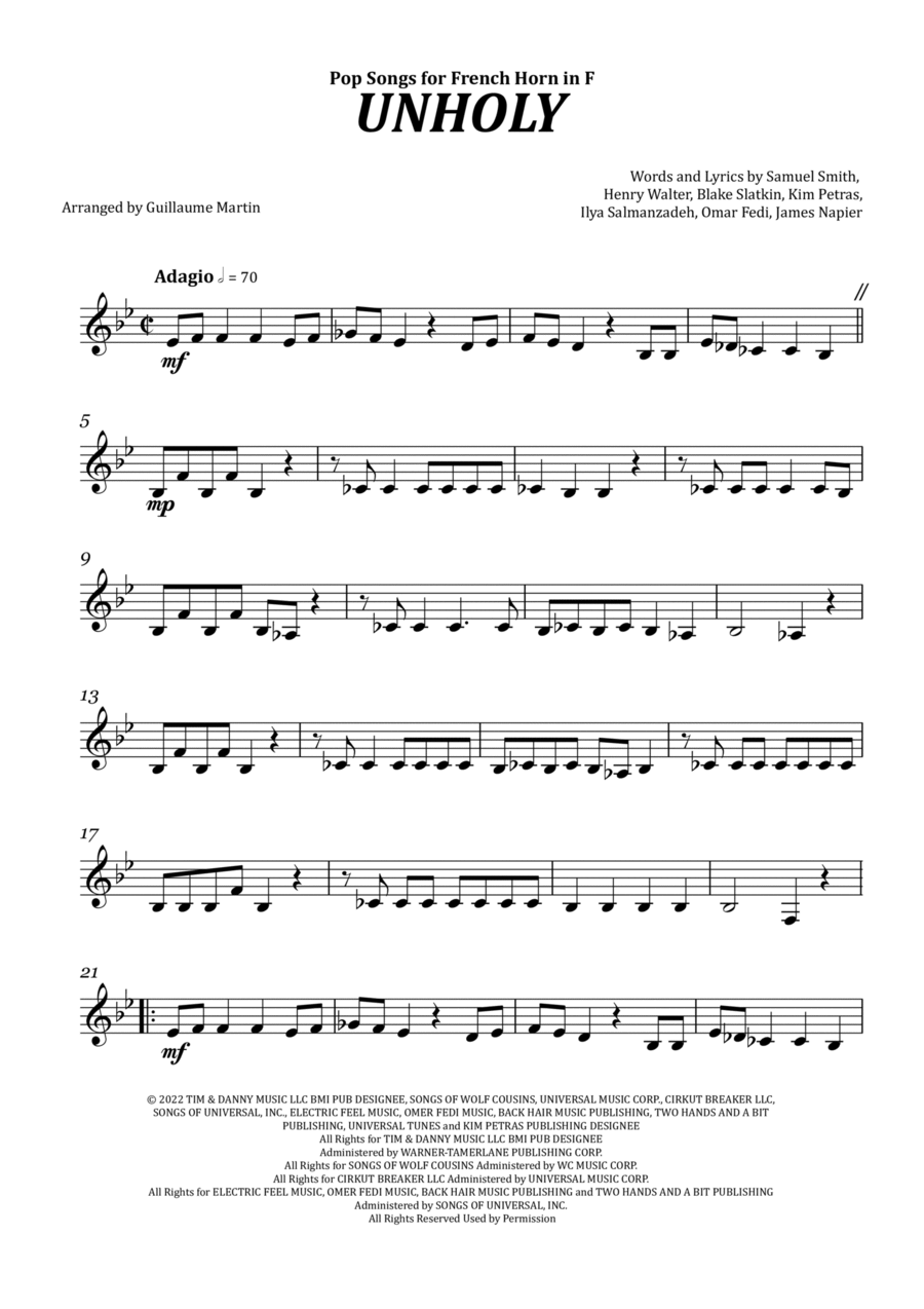 Unholy Horn Solo scores gallery preview page 1