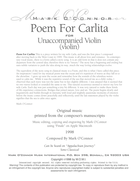 Poem For Carlita (for unaccompanied violin) image number null