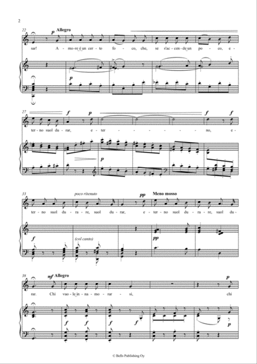 Chi vuole innamorarsi (2) (C Major) Voice Solo scores gallery preview page 2
